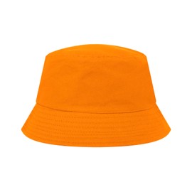 TopTie Kids Cotton Bucket Hat Sun Beach Cap for Boys Girls 3-8 Year Old-Orange