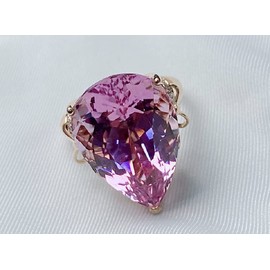 925 Sterling Silver Women's Jewelry Pear Shaped Bow Pink Gemstone Ring Exaggerated Large Pear Shaped Zircon Opening Adjustable 18K Rose Gold Plated Women's Wedding Bridal Ring 659 (adjustable opening)