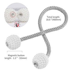 KOIROI Pack of 4 Magnetic Curtain Tiebacks, Curtain Tiebacks, Curtain Clips, Curtain Rope Buckles, Rope Back Curtain Holder Buckles for Home, Office, Hotel Window Decoration (Grey)