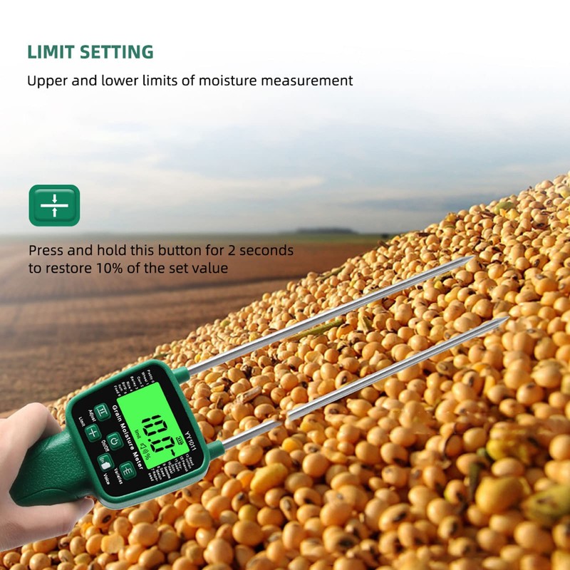 Pwshymi Digital Hay Moisture Tester, Auto Shutdown Hay Moisture Meter