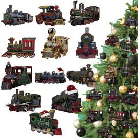 Thyle 36 Pcs Train Ornaments for Christmas Tree Traditional Train Ornaments Christmas Wooden Hanging Decorations Decorative Xmas Vehicle Decorations for Xmas Tree Birthday Party Decor