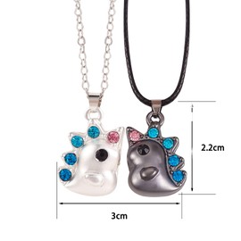 Ornaland 2 Pcs Magnetic Matching Necklace Cute Dinosaur Pendant Necklaces Set Charm Pendant Neck Jewelry for Women Couples Best Friends, Black and Silver