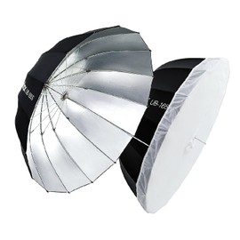 Godox Umbrella UB-165S Parabolic 65-inch/165cm Lightweight and Portable Professional Lighting Accessory with Included Transparent Soft Diffuser Ideal for Portrait and Fashion Black and Silver