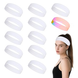 choyaxo 12Pcs White Headbands Sport Headbands Soft Stretchy Hair Accessories for Women Girls