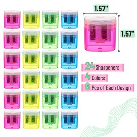 Mr. Pen- 24Pcs Pencil Sharpener Manual, Small Dual Hole Pencil Sharpeners, Colorful Pencil Sharpener for Office use