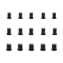 Tutuxio 45pcs M4 M5 M6 Black Rubber Well Nuts Kit, Fairing Universal Motorcycle Fasteners Screws Neoprene Expansion Brass Windscreen Nuts, Windshield Fairing Fasteners Nuts Insert