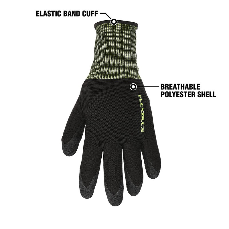 Flexzilla GC220L Foam Latex Dip, Black, L General Purpose Glove