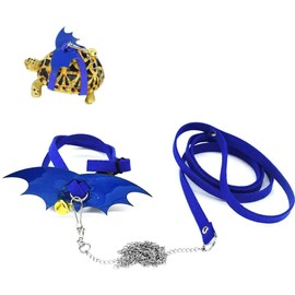 Turtle Harness and Leash with Wings Tortoise Leash Lizard Leash Tortoise Harness Strap Small Animal Adjustable Collar Leash Walking Lead Control Rope Pet Harness Leash (L(15'' - 34''),Blue)