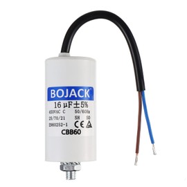 BOJACK 16uF 450V Motor Running Capacitor 38 x 75 mm Starting Capacitor Engine Start Capacitor with Capacitor with Lead Wire M8 with Nut Suitable for Most Engines