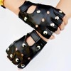SELECOCO Studded Fingerless Gloves, Punk Rock, PU Leather, Half Finger