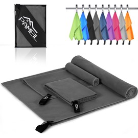Pameil Juego de 3 Toallas de Microfibra (160 x 80 cm  2 Toallas pequeñas de 80 x 40 cm), de Secado rápido, para Sauna de Fitness