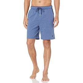 Nautica Men's Soft Knit Elastic Waistband Sleep Lounge Short, Blue Indigo Heather, Medium
