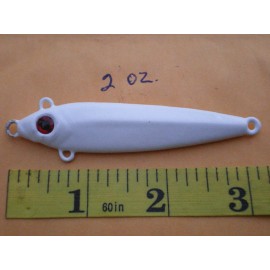 HOME MADE 12 PCS. ANCHOVY FISH JIG/SPOON STYLE 5/8, 3/4, 1, 2 OZ. 3ea WHITE W/4 EYELETS