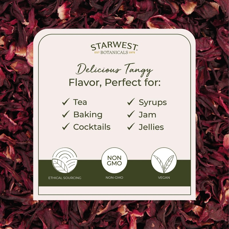 Starwest Botanicals Organic Hibiscus Flowers - Dried Hibiscus Flowers for