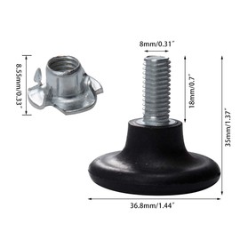 INCREWAY 8 Packs Furniture Levels Adjustable Leveling Feet M8 Thread Furniture Feet Floor Protector with T-slot Prongs