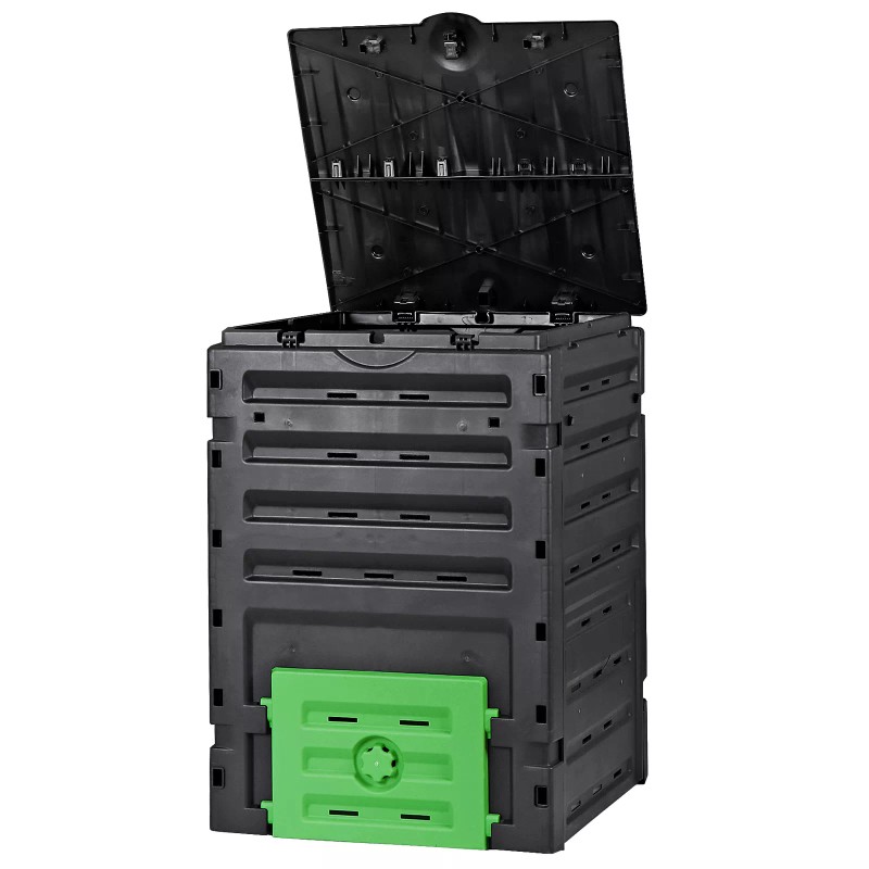 ZENY Garden Compost Plastic Bin 120 Gallon Black Secure Snap-On