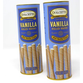 Classic Dolcetto Gourmet Cookies Premium Rolled Wafers Rich Vanilla Cream (85g) 3 oz. (Vanilla)