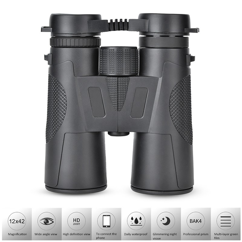 12×42 Magnification BAK4 Prism Binoculars Waterproof Outdoor Hunting Night Vision