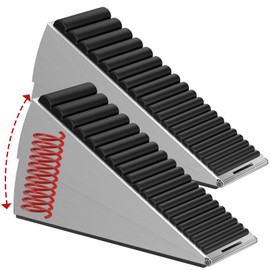 Optish Paquete de 2 topes de puerta resistentes, tope grande de resorte ajustable, topes de cuña altos de 3 pulgadas de alto para parte inferior de la