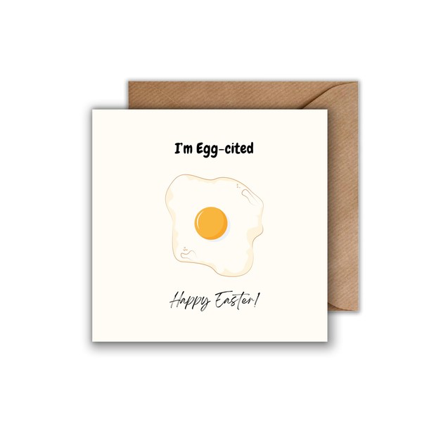 WBdesignz Easter Card with Envelope - Easter Card I'm EGG-cited