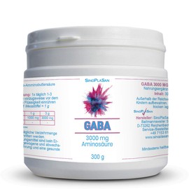 Gaba 3000 mg powder, amino acid, 300 g, pure, without additives, vegan. SinoPlaSan