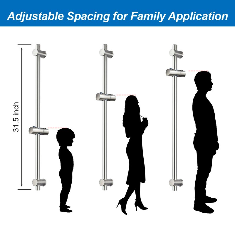 BANGPU 31.5 Inch Shower Slide Bar Wall Mount – Brushed