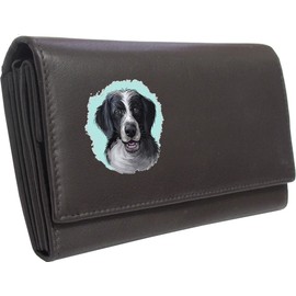 Klassek Sprollie Womans Brown Purse Dog Lover Owner Brand Image on Real Animal Leather RFID Puppy Accessory Gift