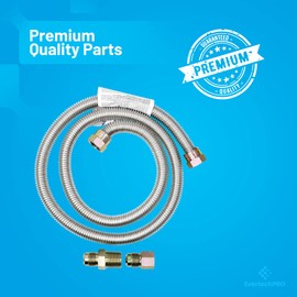 EvertechPRO 58690 4ft Gas Connector Hose Kit With 1/2” MIP x 3/8” FIP for Gas Appliances including Gas Dryer and Water Heater 48” Stainless Steel