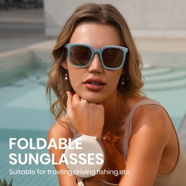 Cyxus Sunglasses Men Women Foldable Lightweight TR90 Polarised Sunglasses UV 400 for Driving Fishing Travel, 33Blue