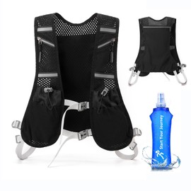 Running Vest for Men and Women, Ultralight Reflective Hydration Pack with 500 ml Water Bottle, Adjustable Chest Straps, Running Vest, Hydration Pack for Running, Cycling, Trails, Marathons