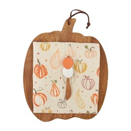 Mud Pie Pumpkin Print Pmpkn Set Serving, board 13" x 11" | spreader 5 1/2", BROWN