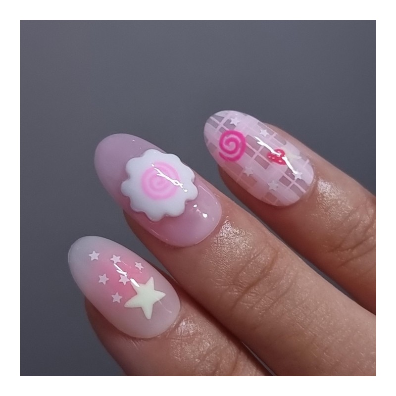 Strawberry Cozy Cat's Homemade Nail Tips - Short Ballerina /