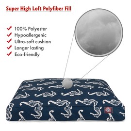 Navy Sea Horse Extra Large Rectangle Indoor Outdoor Pet Dog Bed With Removable Washable Cover By Majestic Pet Products