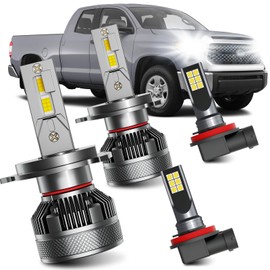 Fits for 2014-2021 Toyota Tundra High Low Beam Fog Lights Bulbs Combo, 6000K White Plug-and-Play Super Bright Light Bulbs, Pack of 4