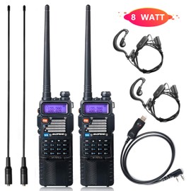 BaoFeng Radio High Power Ham Radio Handheld 144-148Mhz/420-450Mhz Upgraded BaoFeng UV-5R with Rechargeable 3800mAh Battery Walkie Talkie with TIDRADIO Programming Cable (2 Pack)
