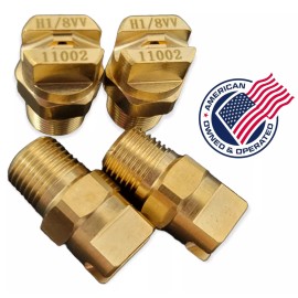 Spaying System Carpet Cleaning 11002 Wand Jet Nozzle 1/8” Brass V-Jet 110-Degree (Set of 4)