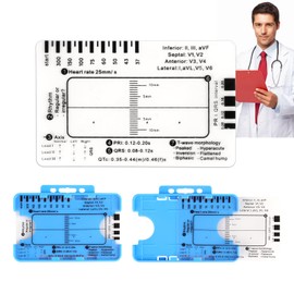 ECG 7 Step Ruler, Portable ECG Assessment Tool ECG/ECG 7 Step Ruler Card for ECG/ECG Interpretation ECG Ruler Plastic Ruler Measuring Tool ECG ECG Card Ruler ECG Reference Guide with Protect Sheath