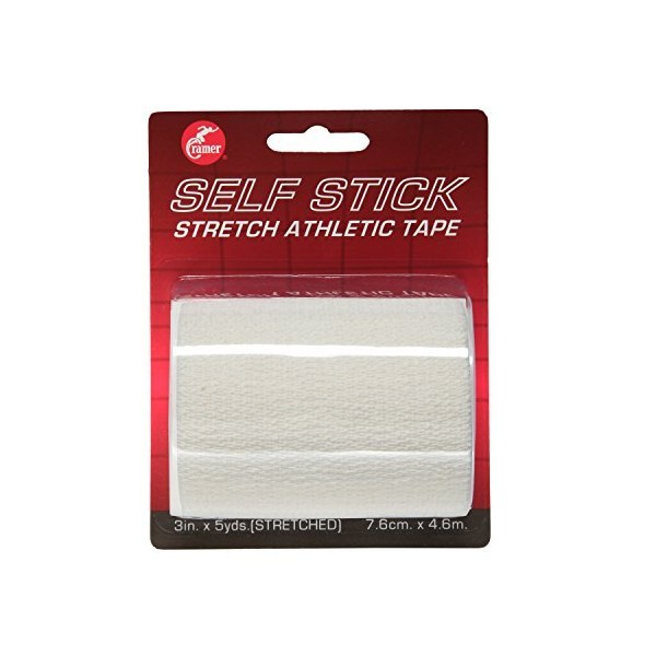 Cramer Eco-Flex Self-Stick Stretch Tape, Cohesive Tape, Flexible Elastic Sports Tape, Athletic Training Room Supplies, Easy Tear & Self-Adherent Bandage Wrap, Single 5 Yard Roll, Compression Tape,White