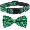 St.Patrick's Day Dog Collar with Removable Cute Bow Tie Adjustable