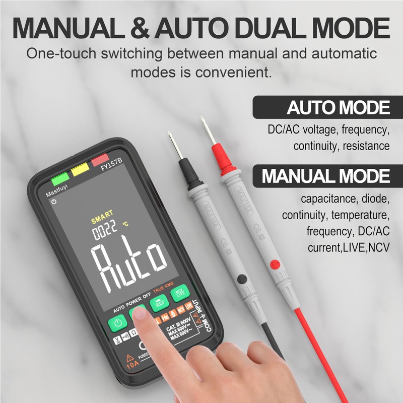 Mastfuyi Multimeter Rechargeable Electrical Tester with Auto Ranging Digital Voltmeter,TRMS