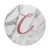 Monogram Letter C on White Grey Marble Pink Rose Sparkle