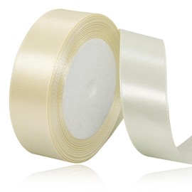 Ivory Satin Ribbon 1 Inches x 25 Yards, Solid Color Fabric Ribbon for Gift Wrapping, Crafts, Hair Bows Making, Wreath, Wedding Party Decoration and Sewing Projects