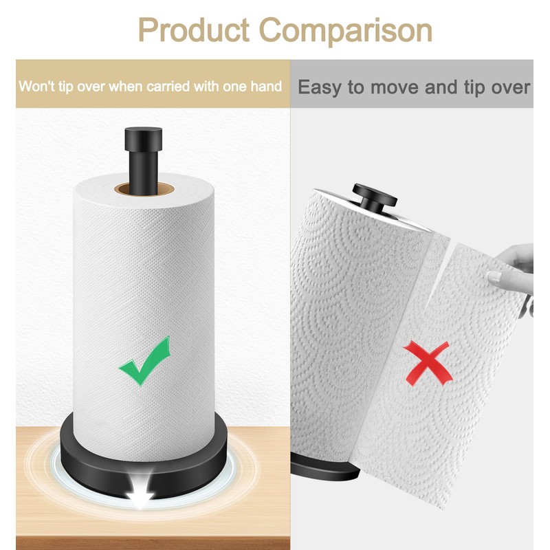 VOTZAAQ Black Paper Towel Holder Countertop, Stainless Steel Standing Paper