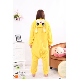 Honeystore Unisex Warm Sleepwear Adult Cosplay Rabbit Pajamas Costume Homewear Yellow XL
