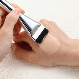 Classicseali 2pcs Flat Foundation Brush, Spatula Foundation Brushes for Liquid Makeup Blending Cream, Black Soft Bristles Liquid Foundation Brush Silver