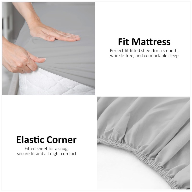 Fitted Sheet Single Bed (91 x 193cm) - Grey Bedding
