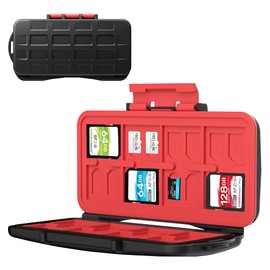 LYNCA KH8S Memory Card Case Holder Water-Resistant Anti-Shock Carrying Case Compact and Large Capacity Camera Memory Cards Storage Box (for 16 SD + 32 TF)