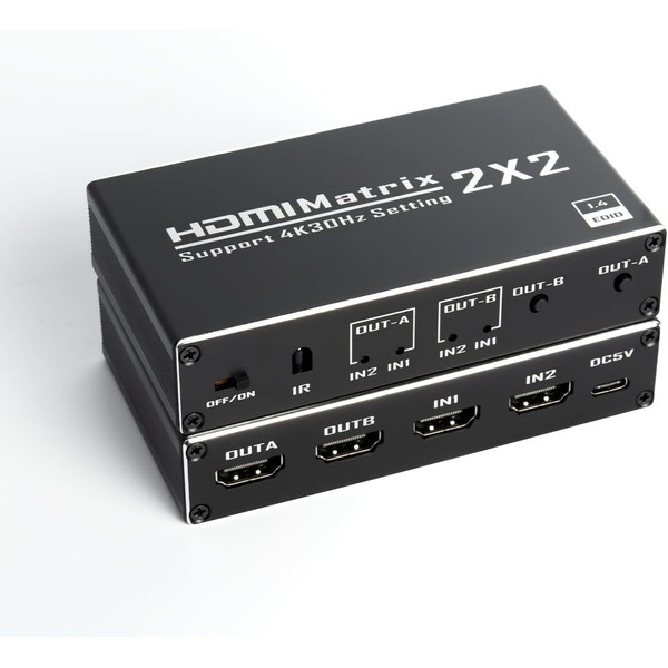 IVIVTOR 4K HDMI Matrix 2x2-2 in 2 Out HDMI 2.0