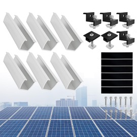 Solarmodul Halterung Kit 12cm und Zubehör Schwarz Eloxiert 30-35mm Verstellbar, Ideal für Trapezblech - Flachdach - Montage, PV - Befestigungsset für Solarmodule (für 2 x Solarmodul)
