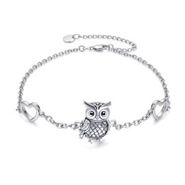 Owl Bracelet 925 Sterling Silver Owl Jewelry for Women Mother Friends